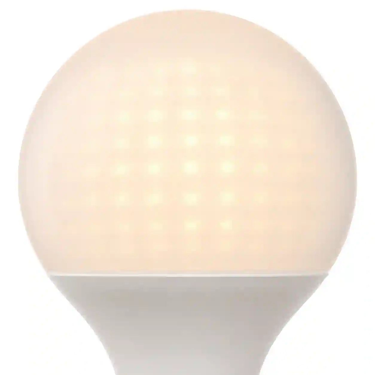 Detail matného krytu žárovky s prosvítajícími LED čipy